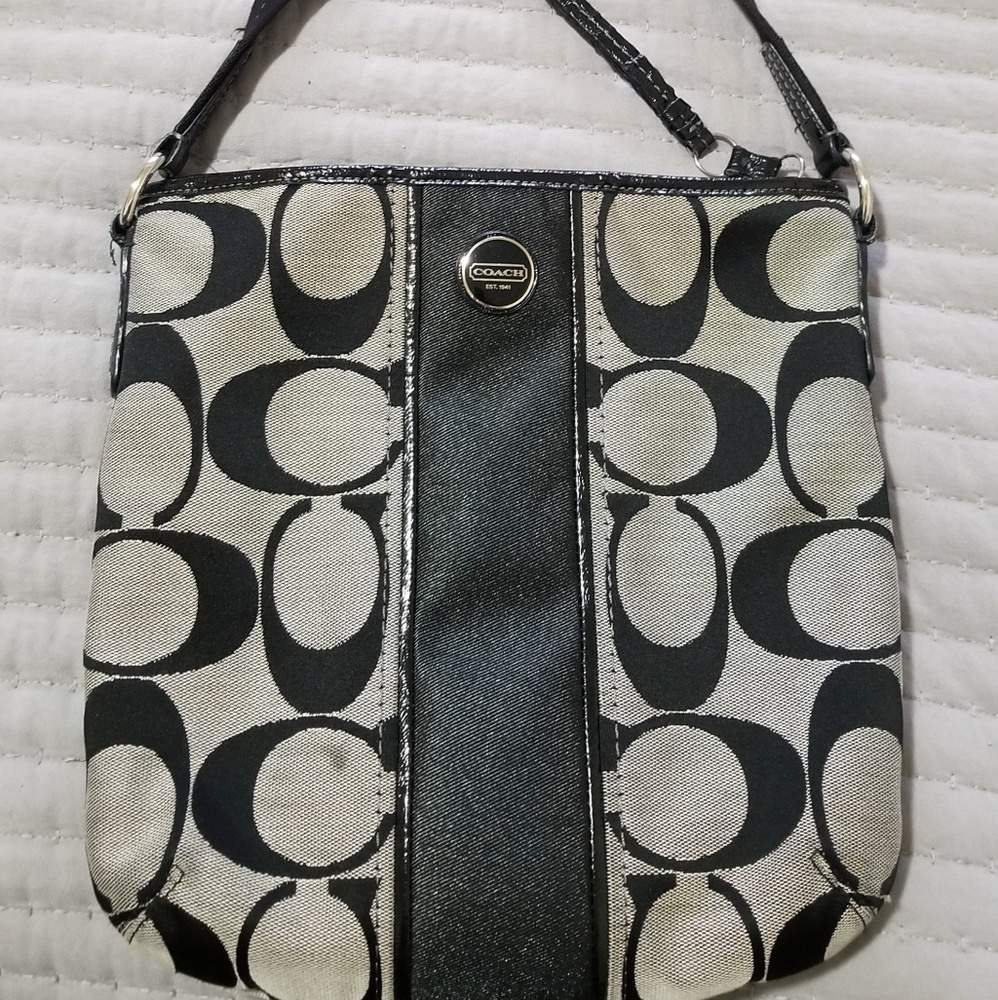 Black and Gray Coach Crossbody Purse EUC